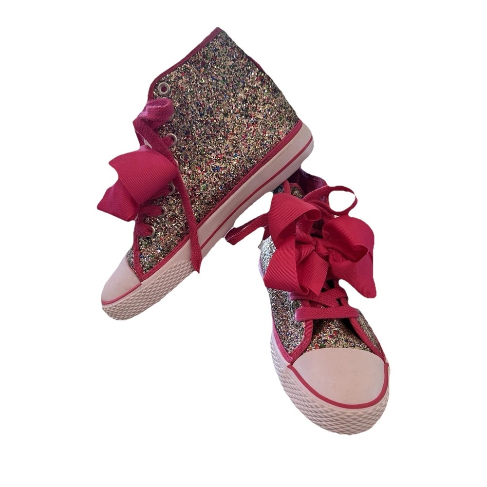 JoJo Siwa Legacee Multi Glitter Pink Bow High Tops Size 3.5